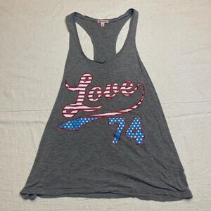 Juicy Couture Love 74 Glitter Graphic Racerback Tank Top Gray Women's